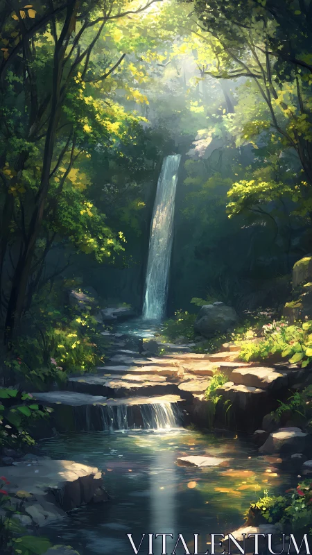 Waterfall Cathedral: Where Light Dances Through the Green.