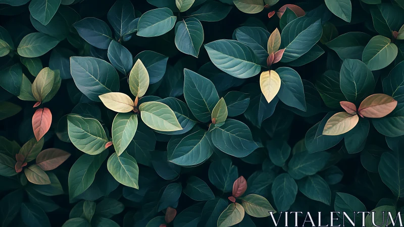 Dense foliage pattern shows layered glossy green leaves