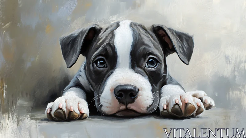 Puppy portrait renders soft brushwork and expressive gaze
