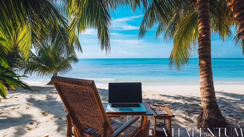 Digital Sanctuary: Paradise Workspace Under Tropical Fronds
