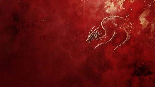 Coiled draconic emblem etched on distressed crimson textured field