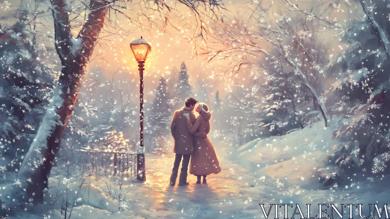 Snowlit Embrace Under Winter's Glow.