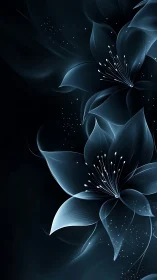 Luminescent botanical forms with volumetric glow and particle emission