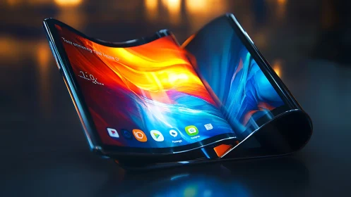 Foldable Smartphone Display Curves with Dynamic Color Gradient.