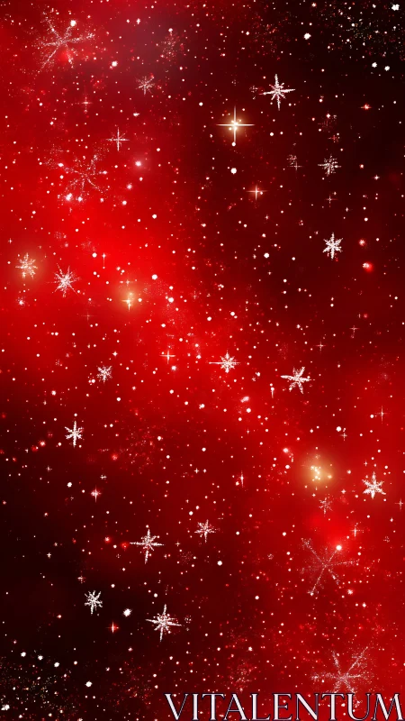 Red gradient field with white snowflake pattern overlay.