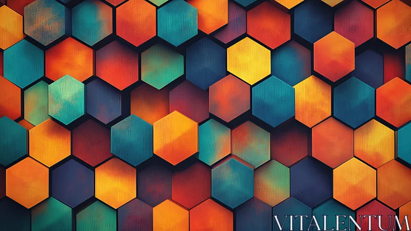 Honeycomb color storm in layered geometric hexagon waves.