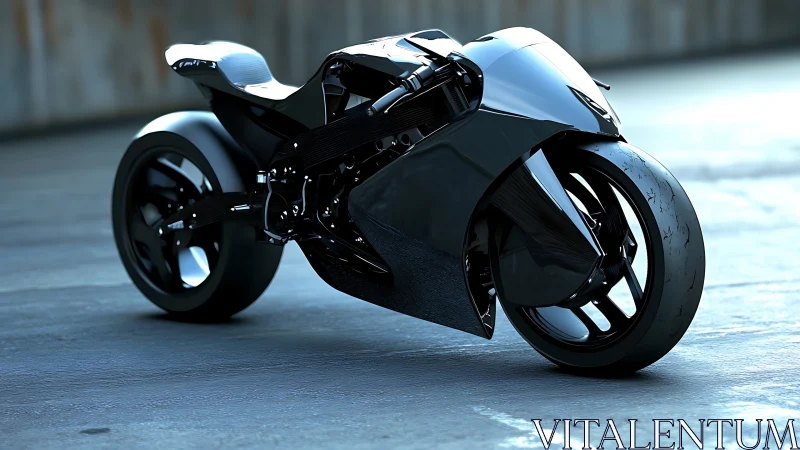 Futuristic black superbike in glossy stealth bodywork.