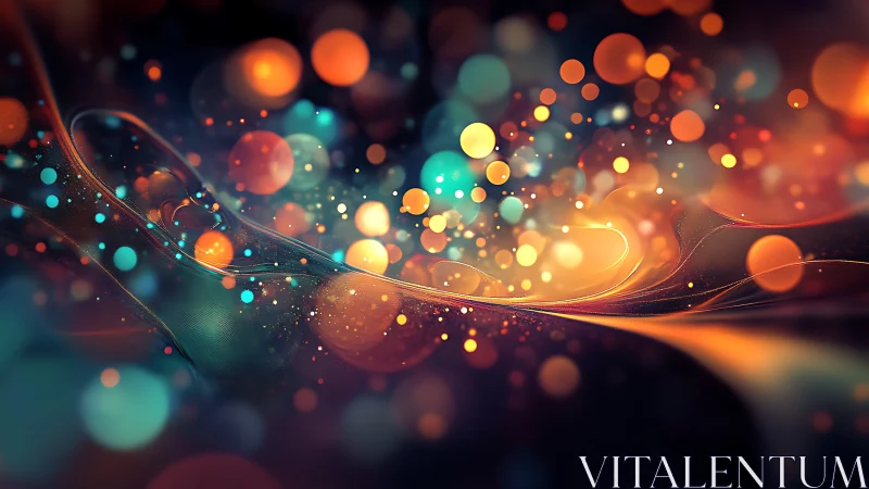 Colorful abstract light orbs over flowing gradient waves.