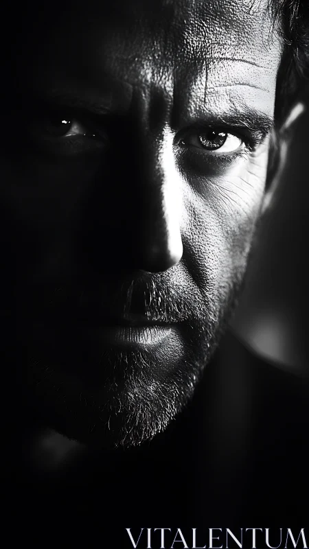 Half-lit resolve carves a weathered face from shadow