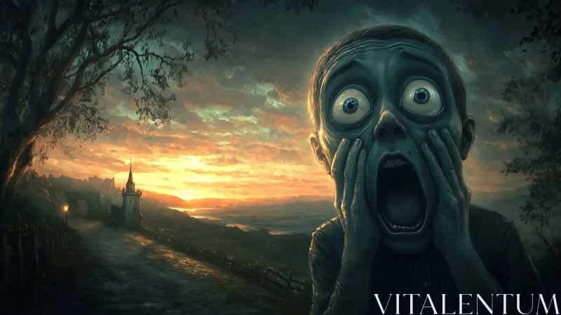 Dusk-swept scream on a haunted coastal road of wonder.