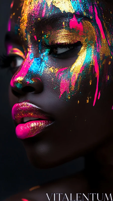 Radiant neon-painted portrait celebrates bold modern beauty