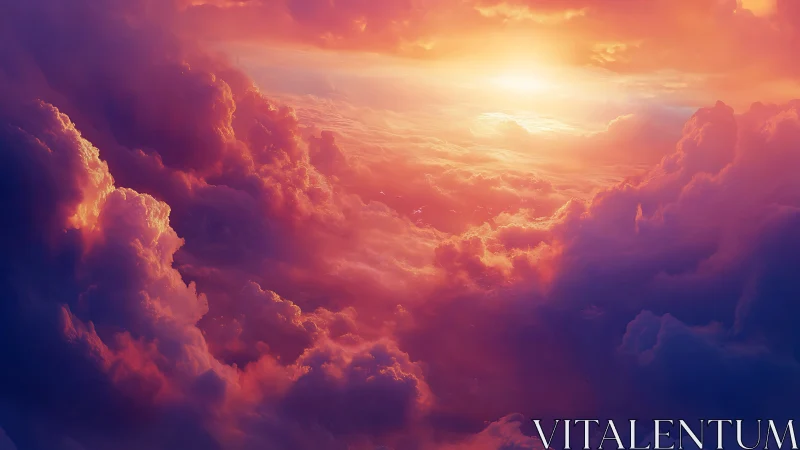 Sunlit clouds glowing in soft pink and golden evening light.