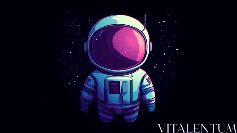 Little cosmic astronaut drifts softly in a dreamy night sky