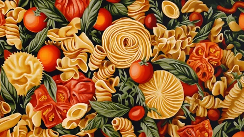 Vibrant pasta and tomato montage celebrates Italian flavor