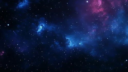 Stellar nebula glows through deep blue violet starfield