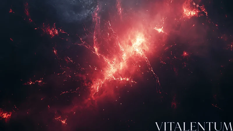 Volumetric nebula simulation with emissive red plasma filaments