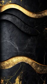 Gold metallic waves separate textured black stone background