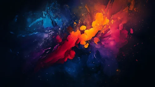 Colorful nebula splash where paint and stardust collide.