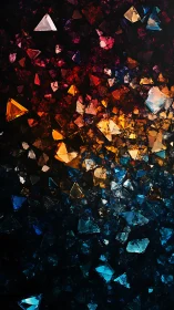 Prismatic triangular shards form a chromatic gradient cascade