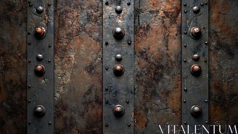 Weathered riveted steel wall reveals raw industrial character