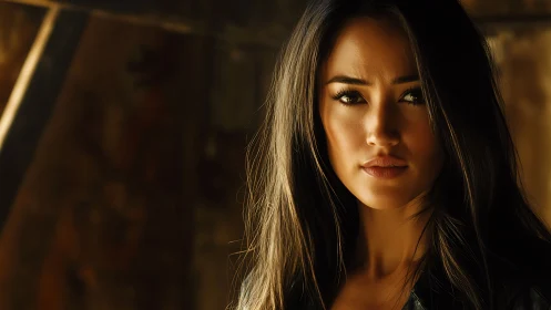 Cinematic close-up portrait in warm directional side lighting