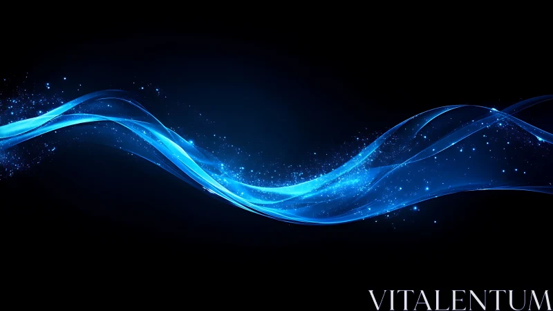 Luminous blue energy wave on dark digital background.