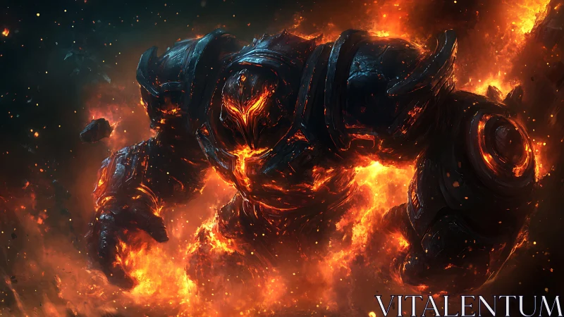 Molten armored giant emerges from explosive lava field