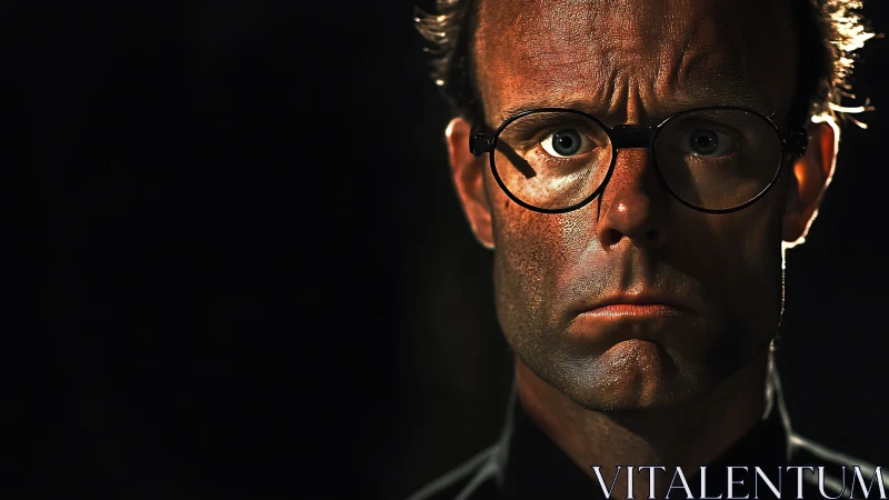 Intense portrait captures a thoughtful man in dramatic light