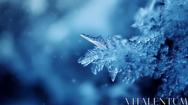 Macro view of blue-toned ice crystals in soft focus.