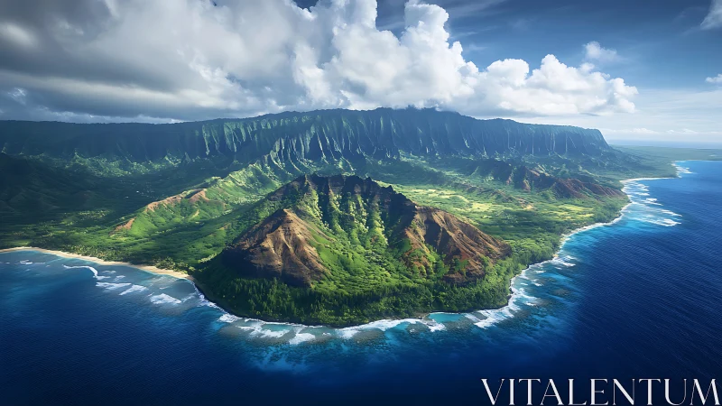Kauai Coast Panorama with Cliff Formations and Oceanic Conditions.