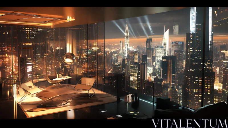 Luxury High-Rise Penthouse with Manhattan Skyline View