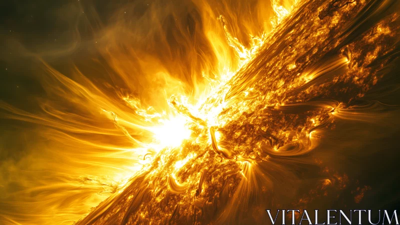 Solar wildfire pirouettes across space in molten golden arcs