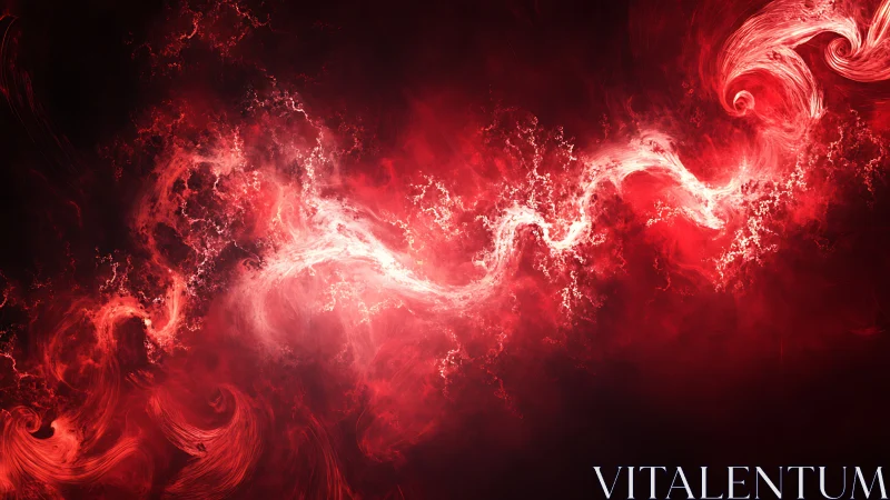 Fiery red energy stream twists through cosmic darkness.