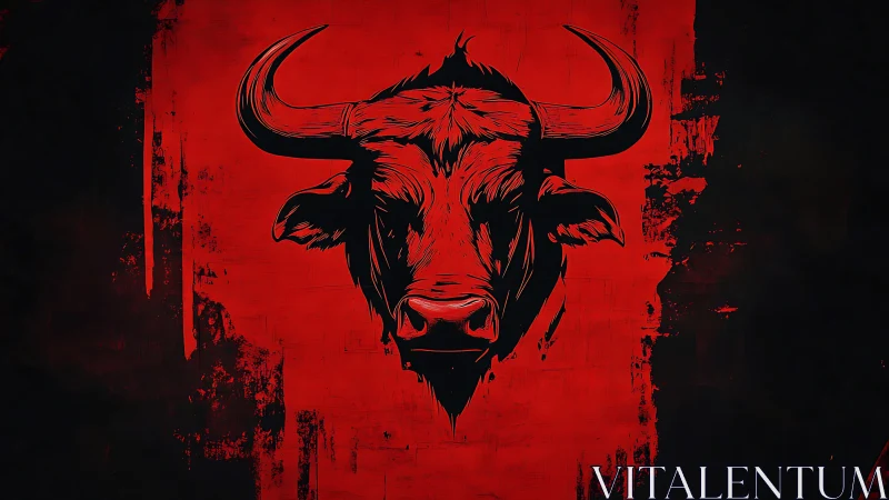 Bold red bull portrait glowing with fierce, focused energy.