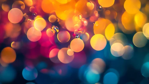 Vibrant abstract bokeh lights in warm and cool tones, soft focus.