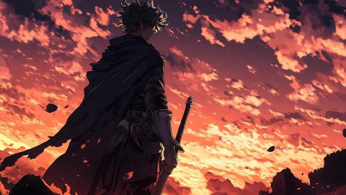 Lone dusk wanderer resting beneath a storm-bright sky.