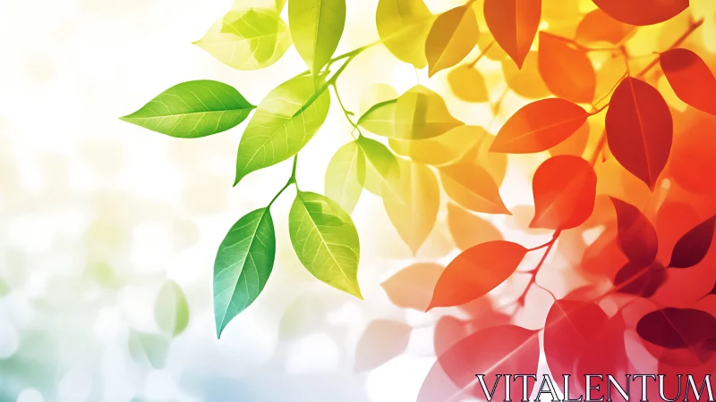 Digital foliage illustration maps gradient color transitions