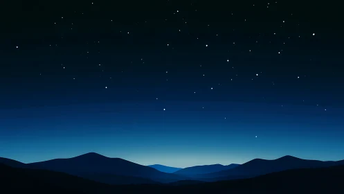 Midnight hills hum beneath a quietly scattered starlit hush.