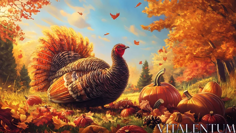 Turkey claims pumpkin kingdom beneath a swirling autumn sky