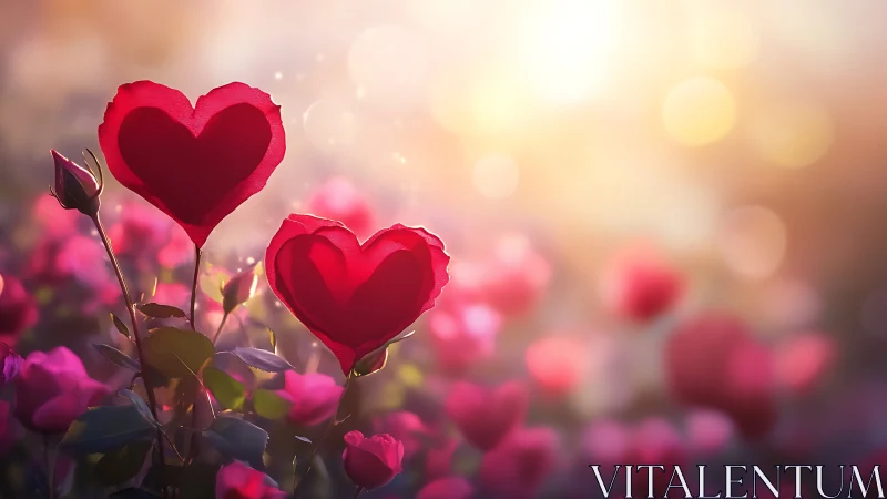Heart-Shaped Flowers Glowing in Golden Sunlight.
