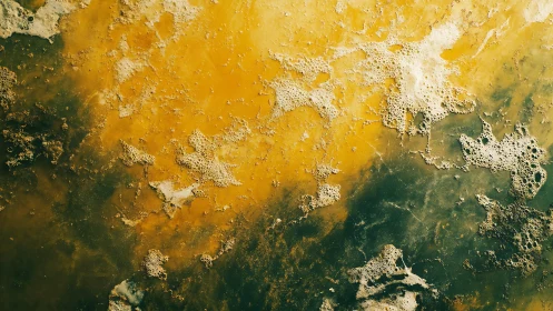 Abstract yellow and green texture with foam, organic grunge style.