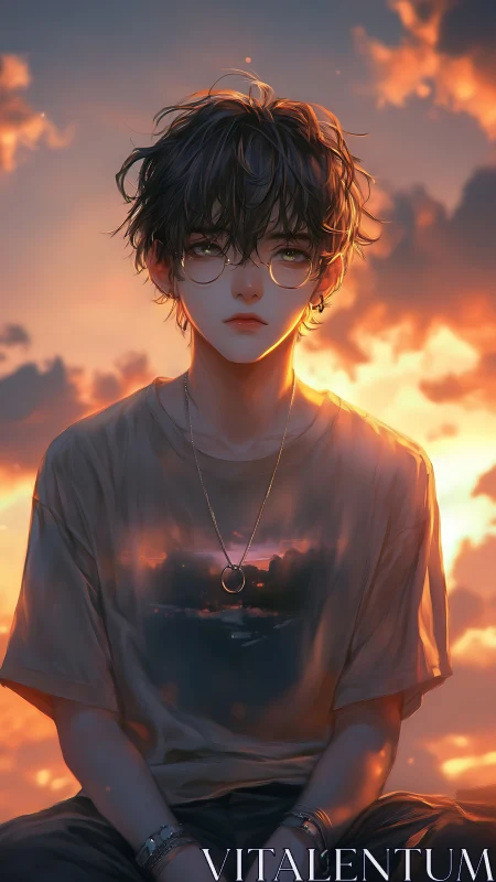 Soft sunset glow wraps a quiet, thoughtful boy in warm light