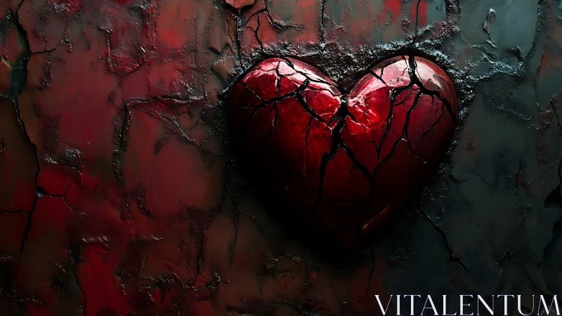 Fractured Heart Glowing in Darkness.
