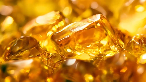 Golden candy close-up sparkling with soft glowing light.