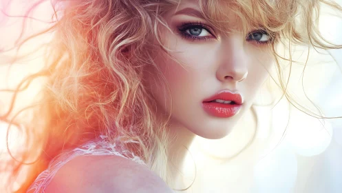 Soft golden curls frame a luminous, expressive portrait