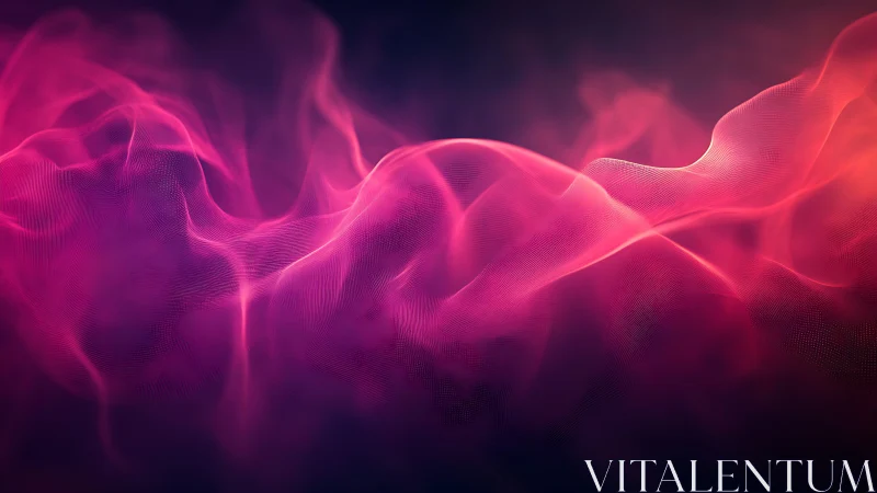 Flowing pink light waves drift gently across the dark space