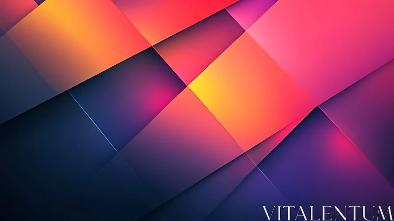 Vibrant geometric abstract art with glowing gradients and sharp lines.