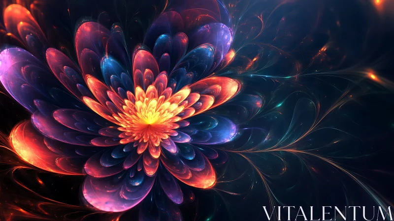 Radiant cosmic flower rendered as luminous fractal bloom.