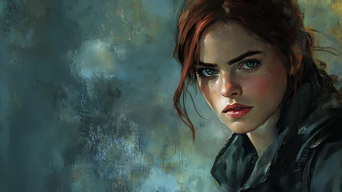 Portrait of a young woman rendered in textured digital paint