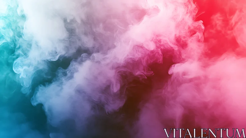 Colorful vapor clouds blend across teal, violet, red background